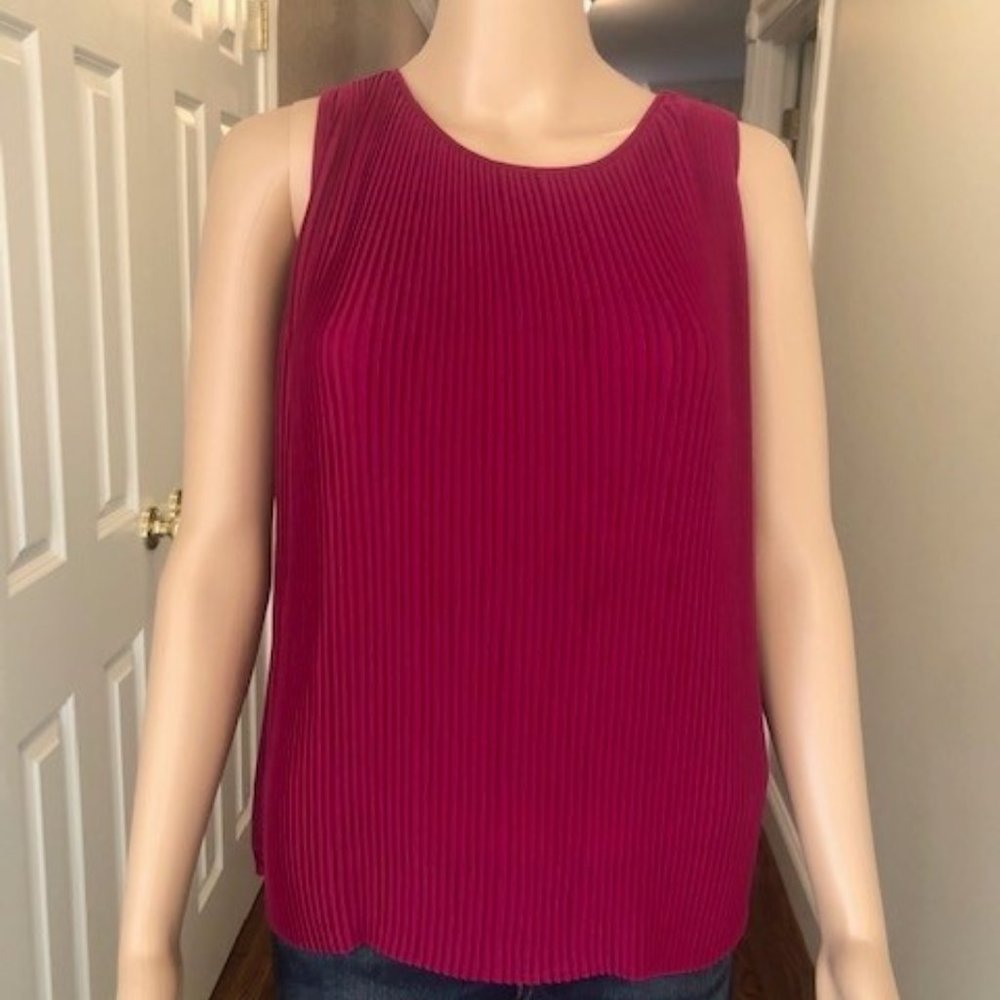 Massimo Dutti Fuchsia Silk Pleated Blouse XS
